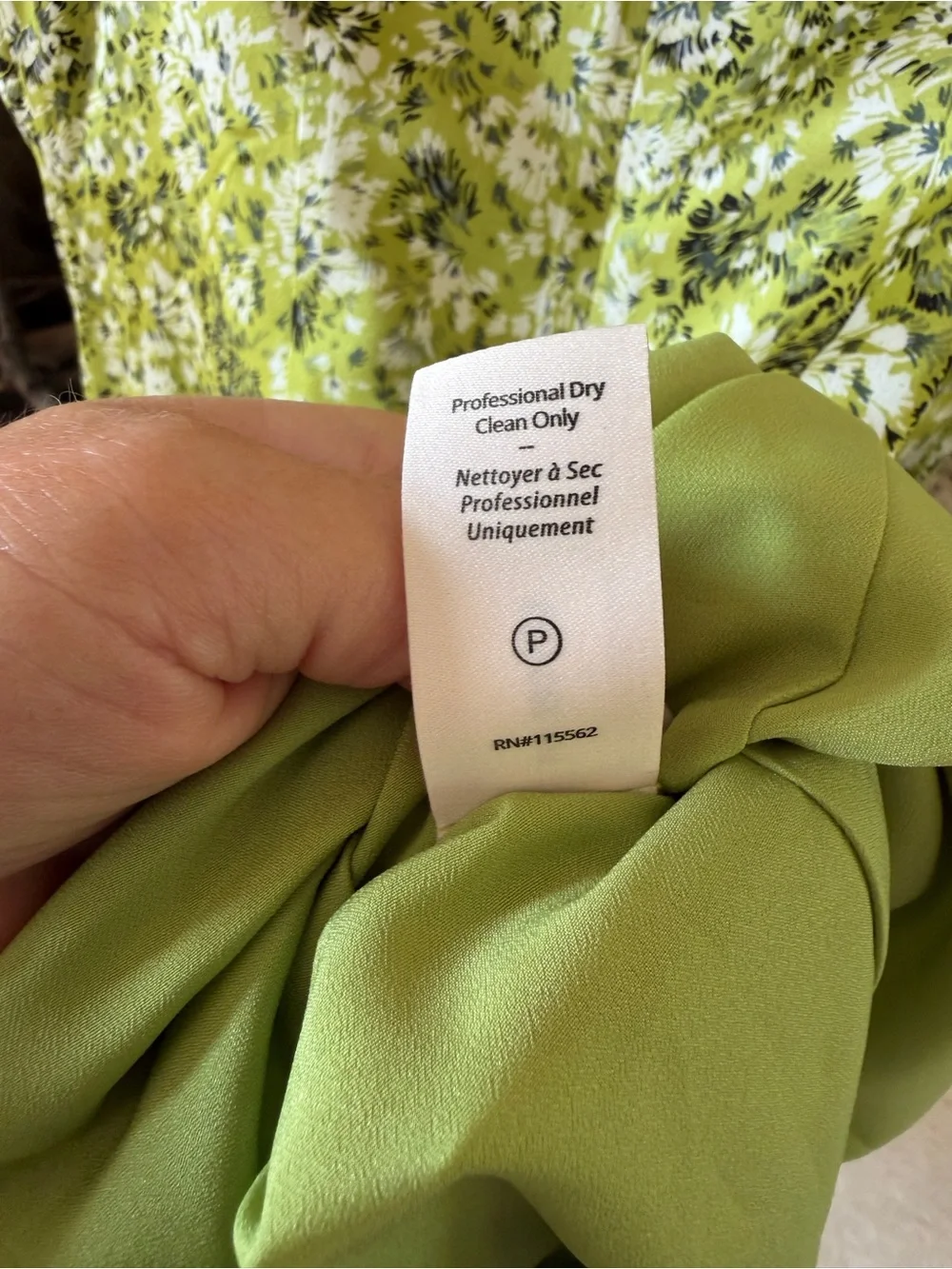 Cinq a Cept Green Silk Floral Dress with Spaghetti Straps